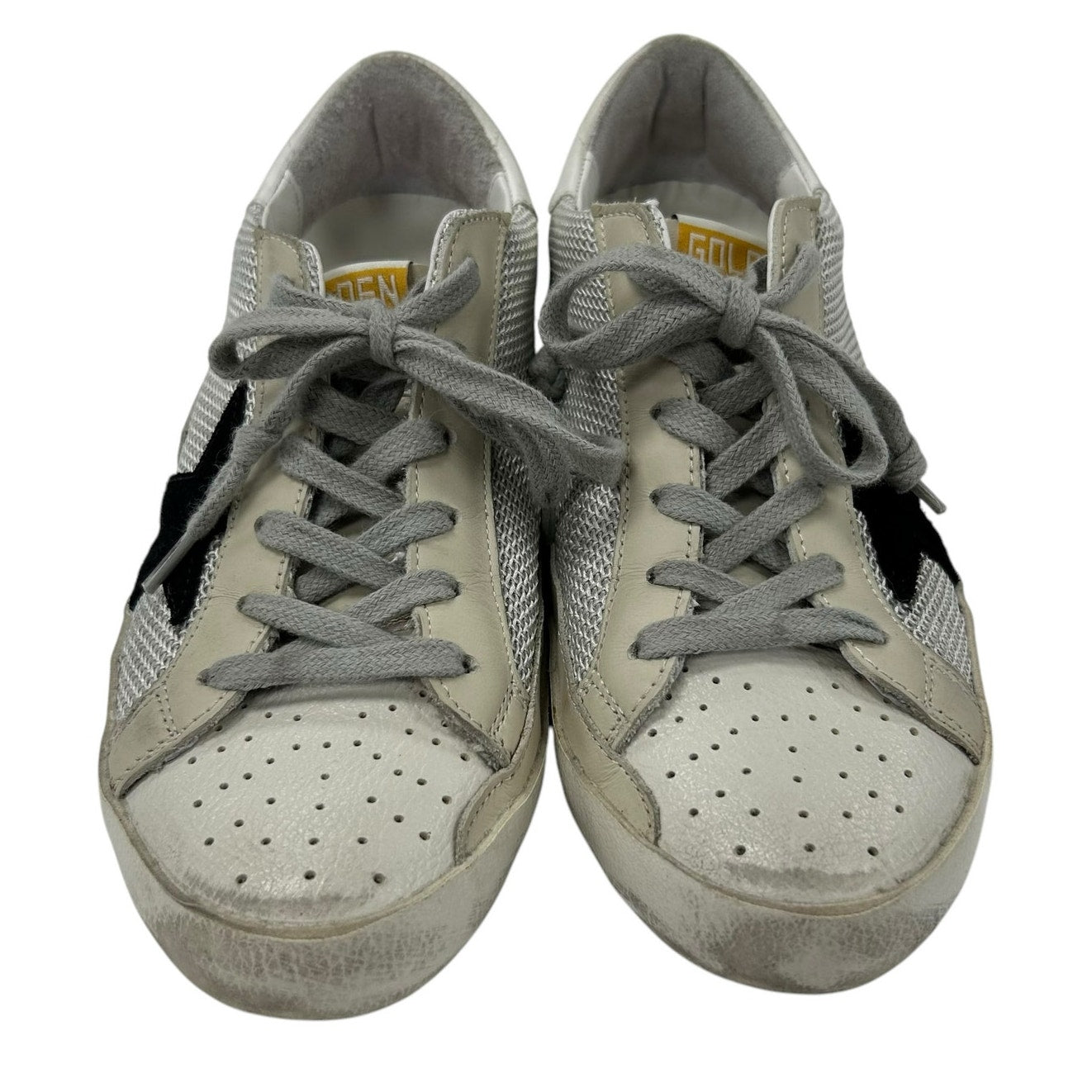 Golden Goose White Leather Gray Knit Fabric Superstar Sneakers Womens 37 / US 7