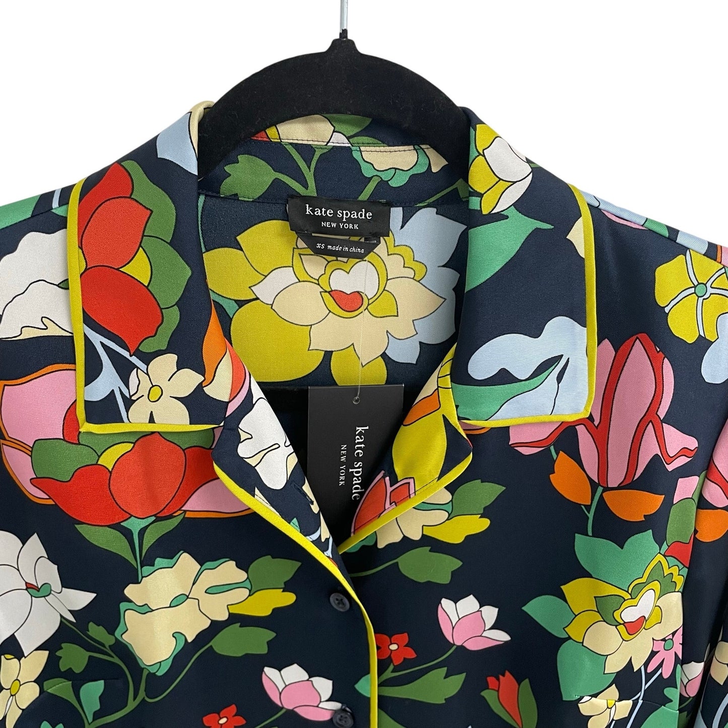 NWT Kate Spade Flower Bed Twill Button Up Shirt Blazer Blue Multi Womens XS