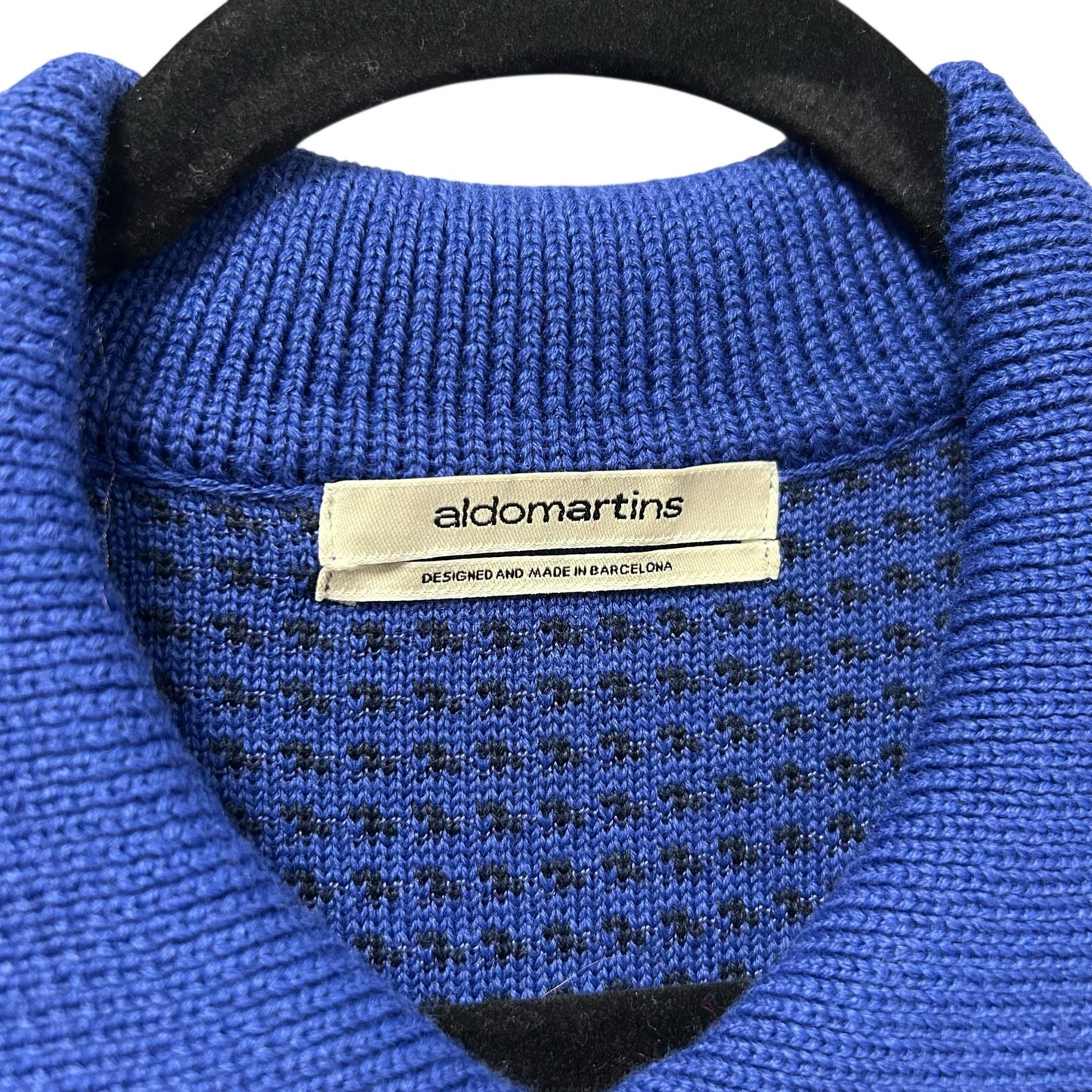 Aldomartins Blue Black Wool Blend Collared Ruffle Sweater Mini Dress Womens XS