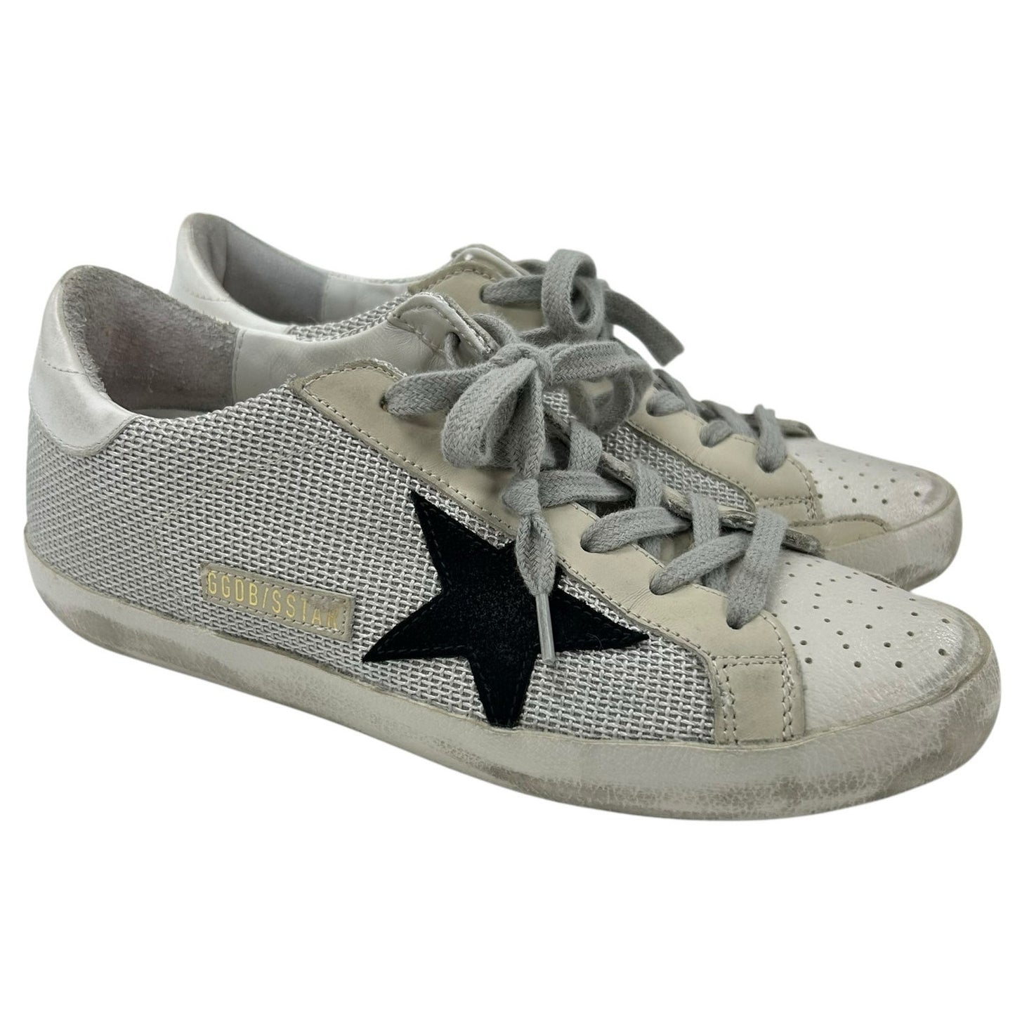 Golden Goose White Leather Gray Knit Fabric Superstar Sneakers Womens 37 / US 7