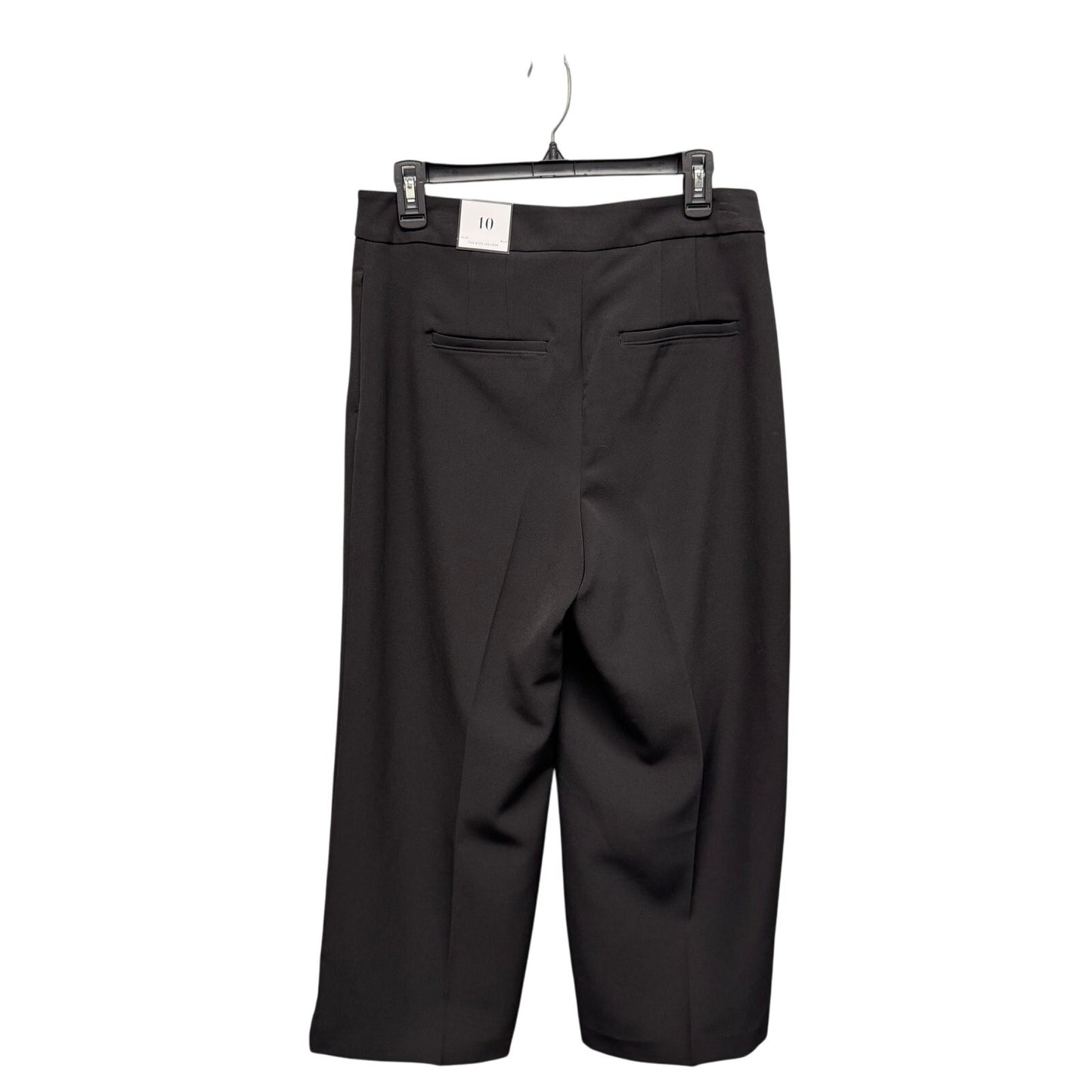 NWT White House Black Market Black High Rise Wide Leg Cropped Pants Womens 10