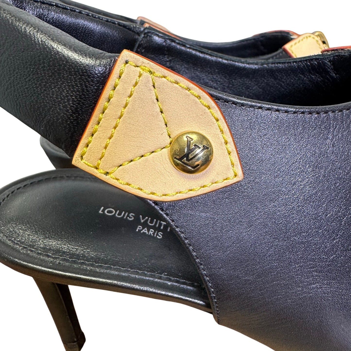 Louis Vuitton Black Calfskin Allure Slingback Pointed Toe Pumps Womens 9.5