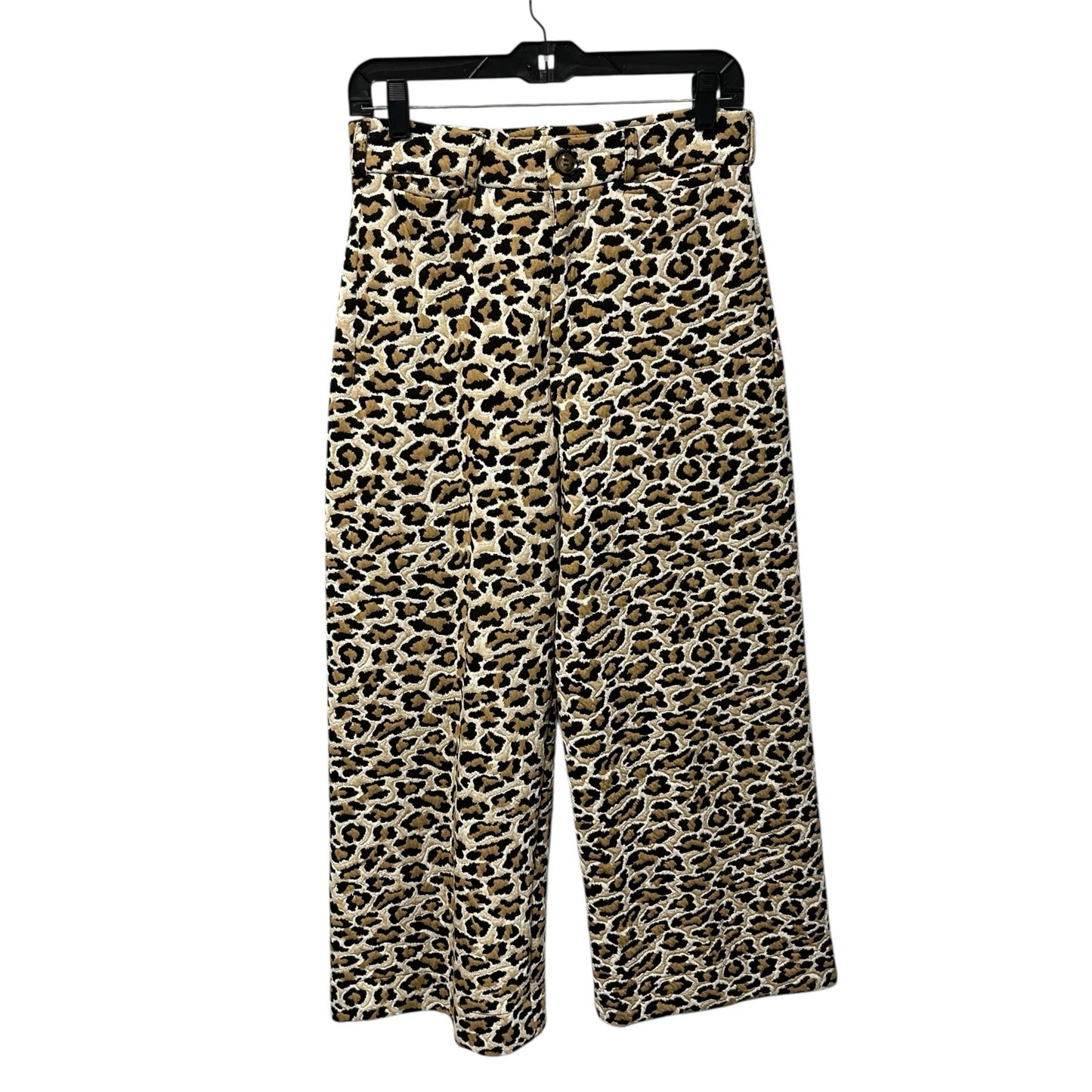 Maeve Leopard Print The Ettie High-Rise Crop Wide-Leg Pants Womens Size 27