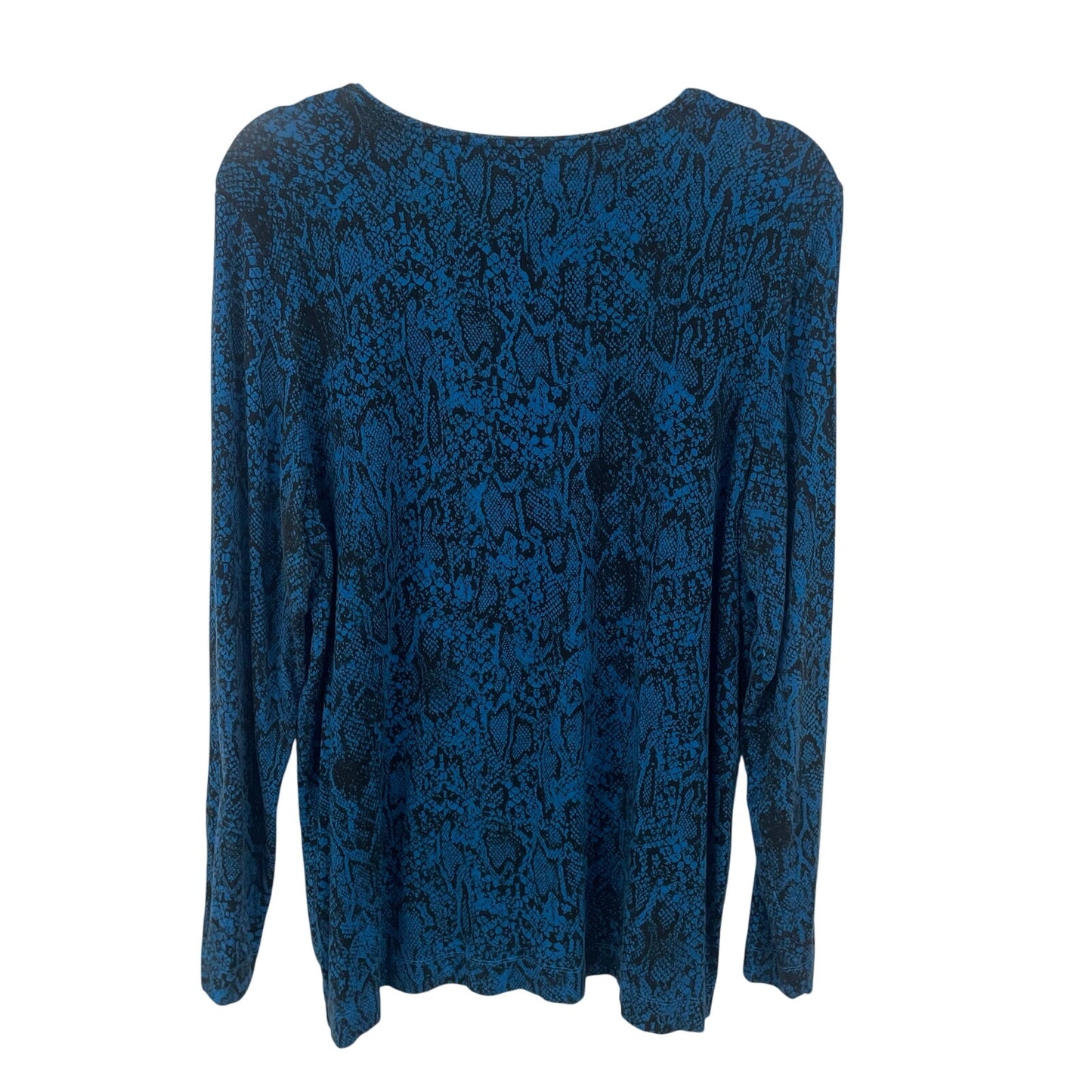 Chico’s Blue Black Snakeskin Print Long Sleeve T Shirt Womens Size XL