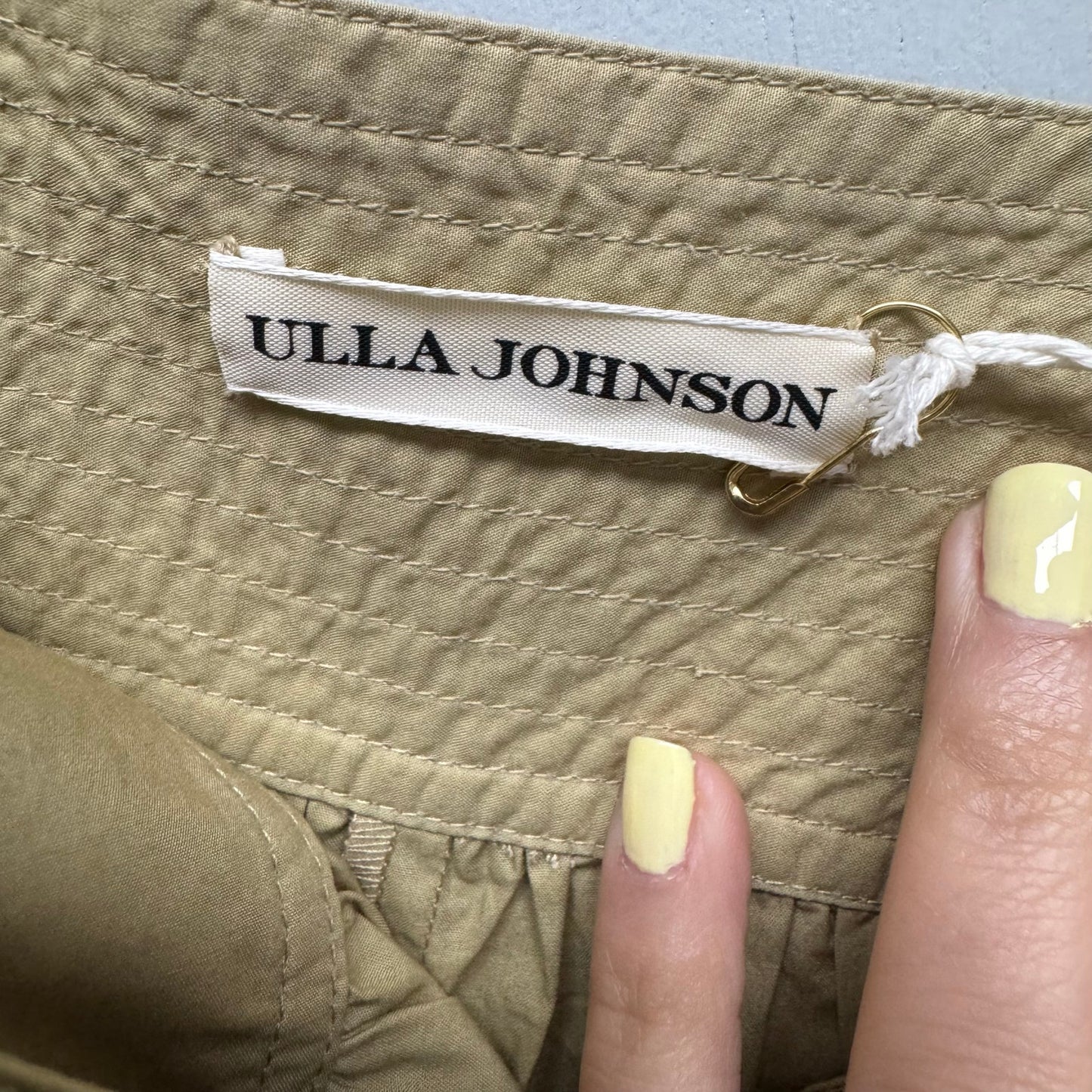 NWT Ulla Johnson Khaki High Rise Double Belted Cotton Adeline Shorts Womens 4