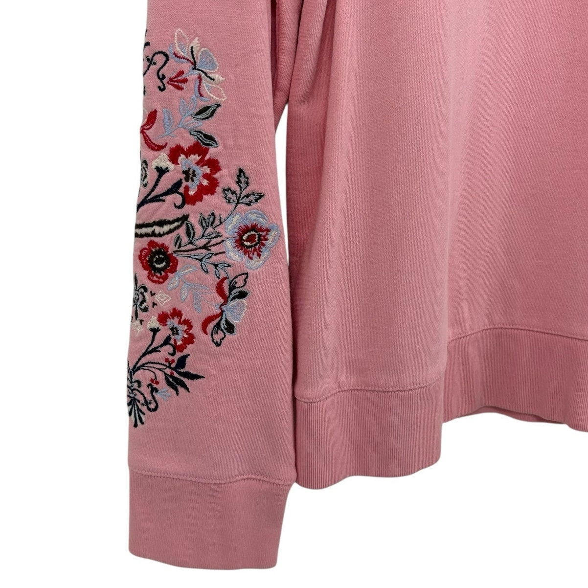 Talbots Pink Multicolor Floral Embroidered Crewneck Sweatshirt Womens Medium