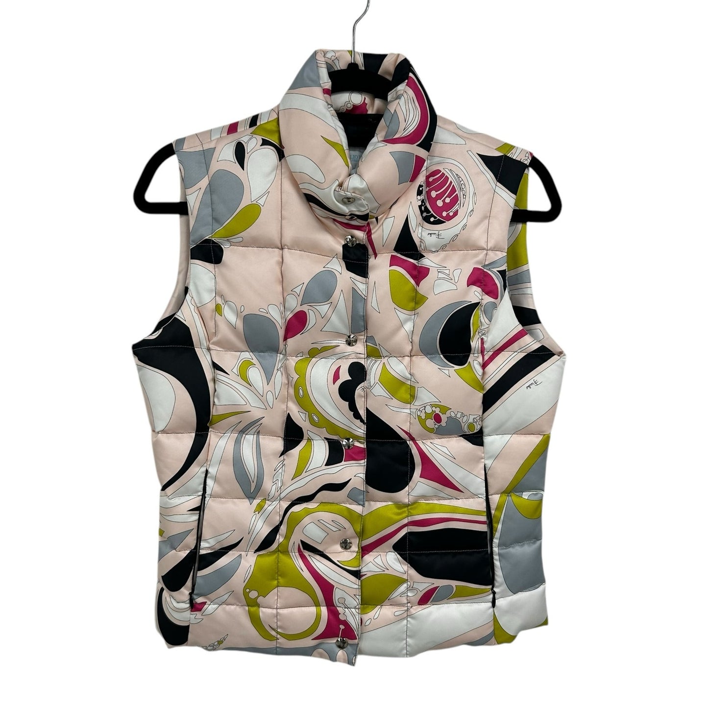Emilio Pucci Firenze Multicolor Abstract Print Button Front Vest Womens 42 / 6