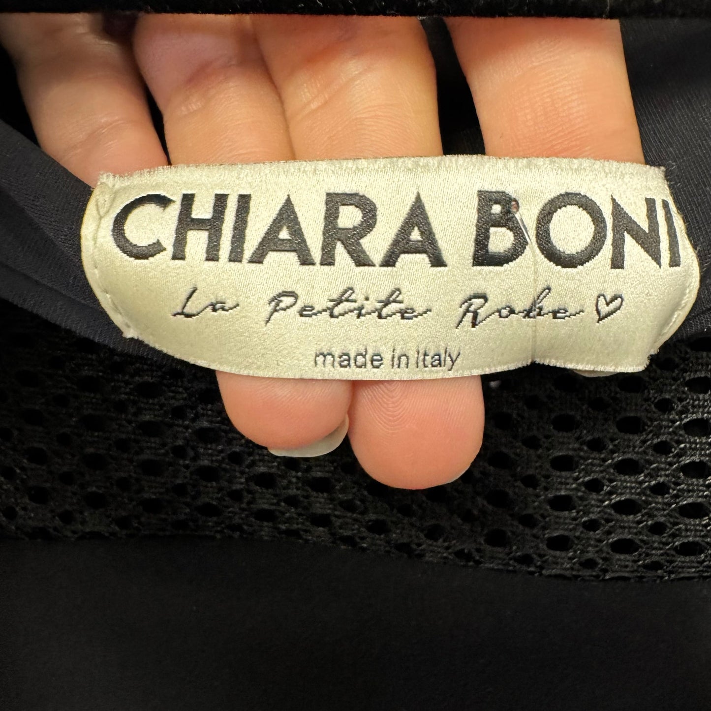 NWT Chiara Boni Black Long Sleeve Round Neck Mini Fit And Flare Dress Womens 16