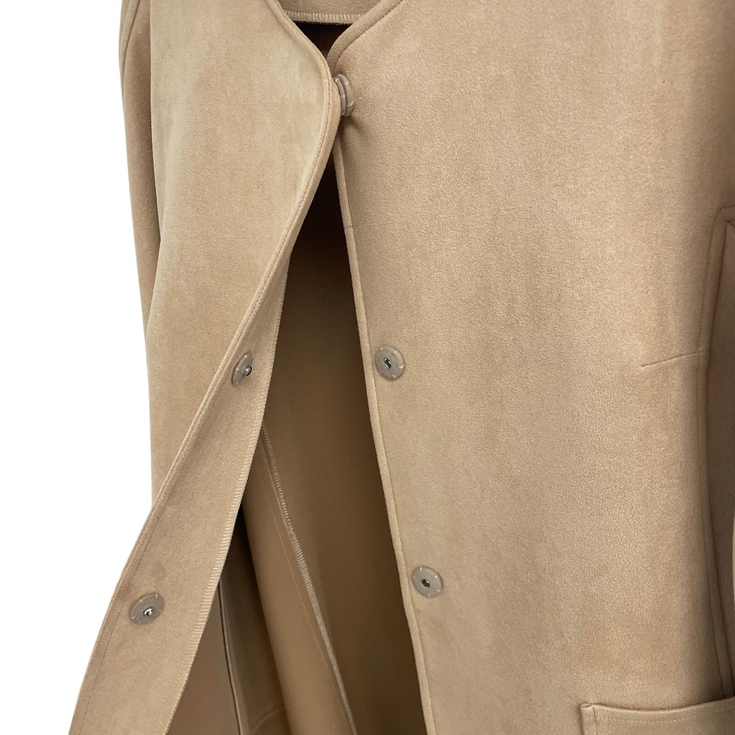 Jude Connally Faux Suede Snap Button Front Jacket Tan Womens Size Large