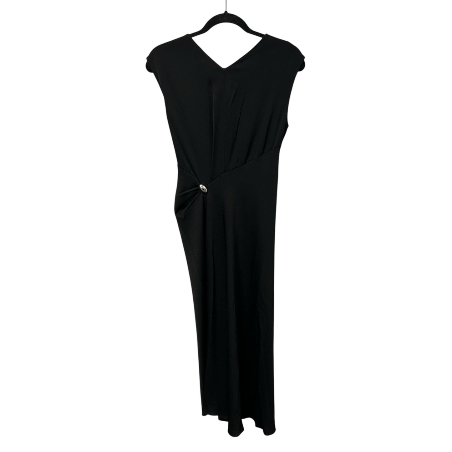 NWT A.L.C. Black Mary Hammered Crepe Cap Sleeve High Slit Midi Dress Womens 2