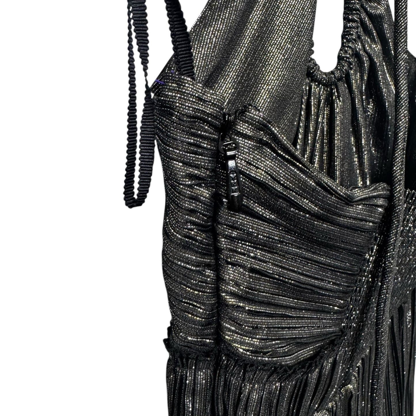 NWT ALC Metallic Sleeveless Halter Scoop Neck Pleated Cecila Maxi Dress Womens 4