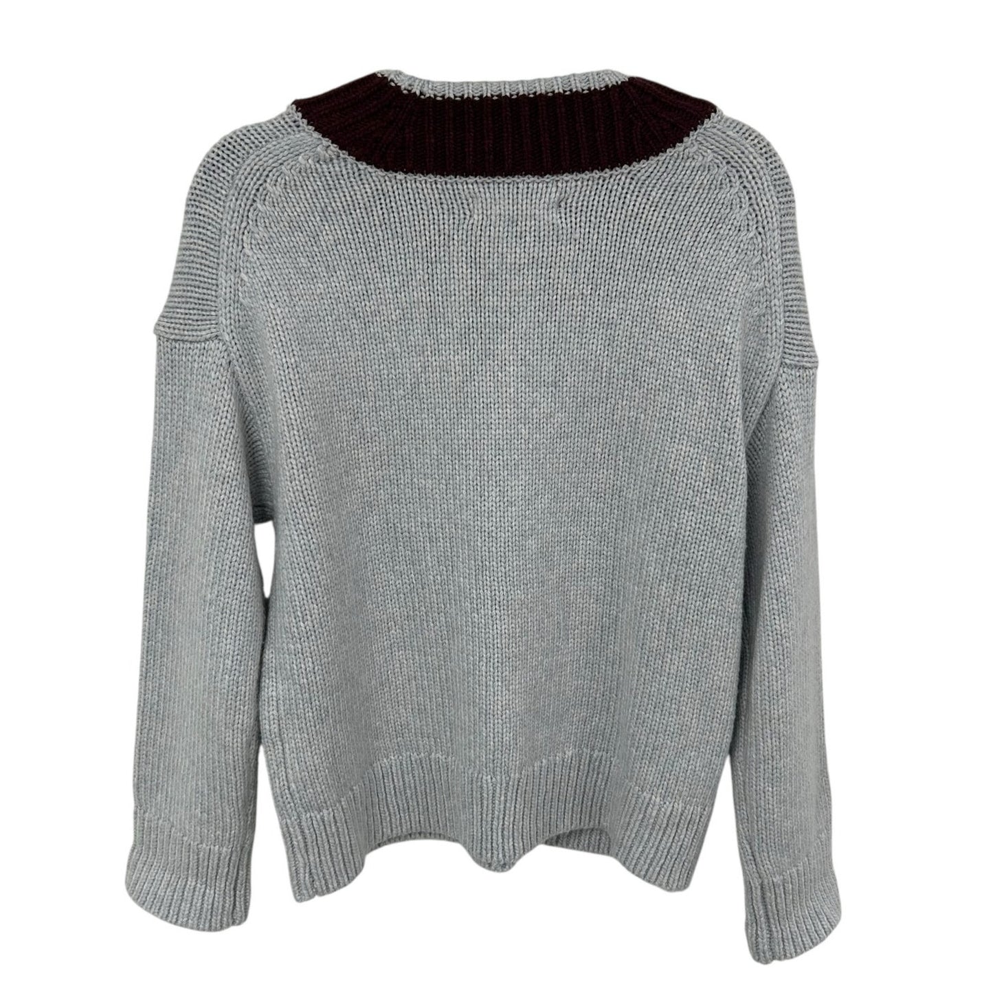 Abercrombie & Fitch Merino Wool Blend Contrast V Neck Knit Sweater Womens XS