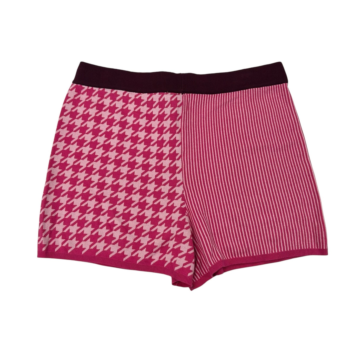 Dolan Sierra Pink Stripe Houndstooth Geo Print Pull On Lounge Shorts Womens XL