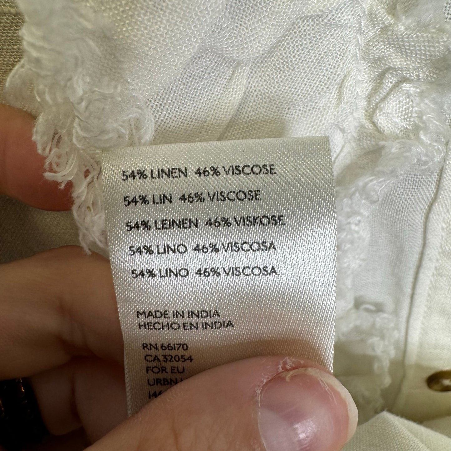 Pilcro White Long Cuff Sleeve Ruffle Button Down Linen Top Womens Medium