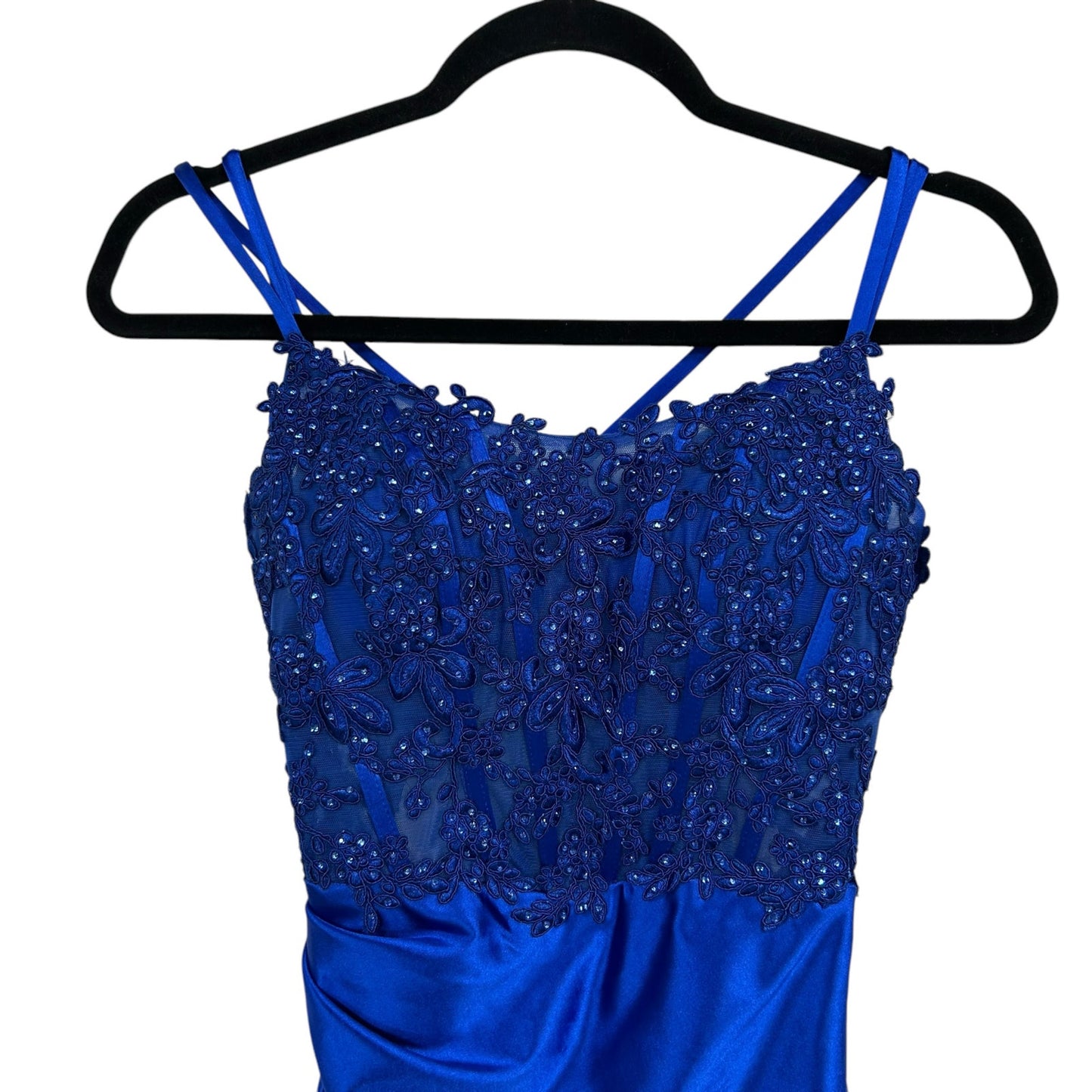 NWT Stacees Royal Blue Rhinestone Sleeveless Mini Homecoming Dress Womens 2