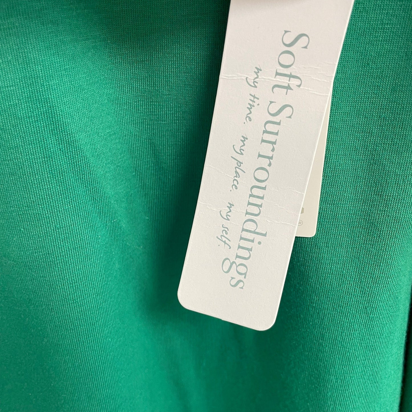 NWT Soft Surroundings Cotton Blend Long Sleeve V Neck T Shirt Green Womens Large