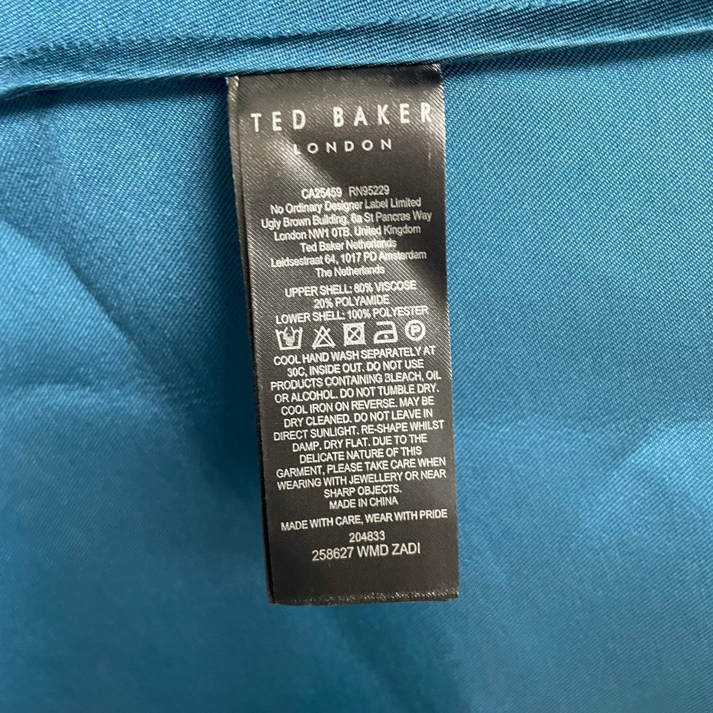 Ted Baker Fit & Flare Knit Satin Full Skirt Zadi Dress Teal Blue Size 1 / US 4