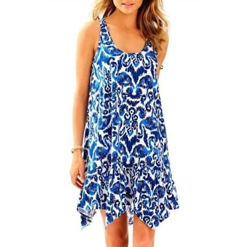 Lilly Pulitzer in Resort Navy Beach Bathers Hampton Tank Dress Womens Large