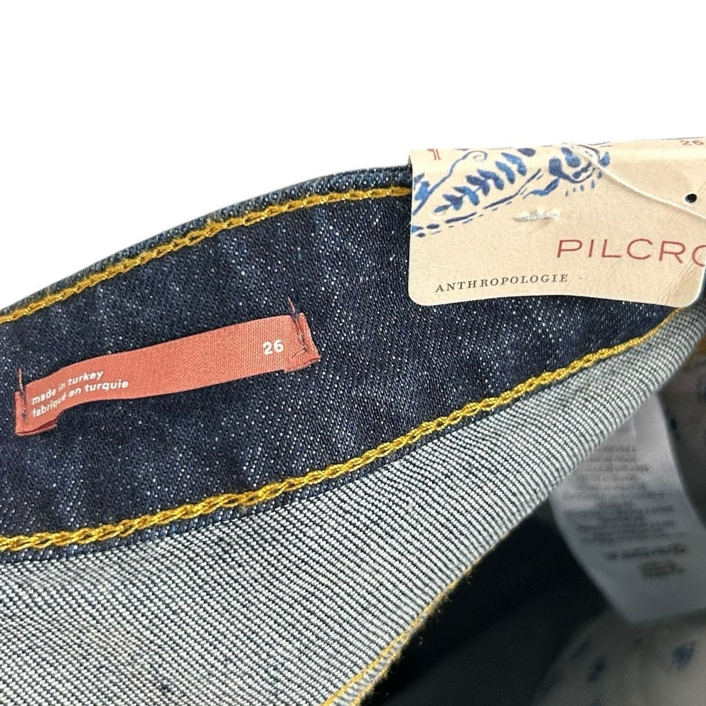 NWT Pilcro Ultra High Rise Five Pocket The Split Straight Denim Jeans Womens 26