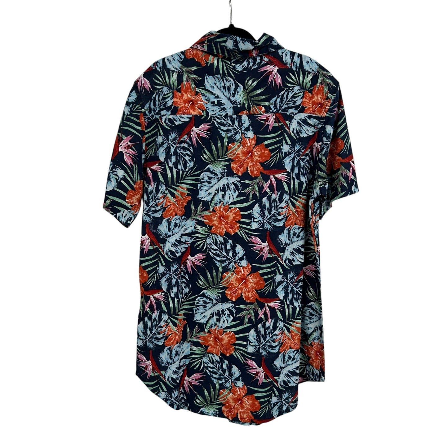 Tommy Bahama Blue Orange Tropical Print Short Sleeve Button Down Shirt Boys 8