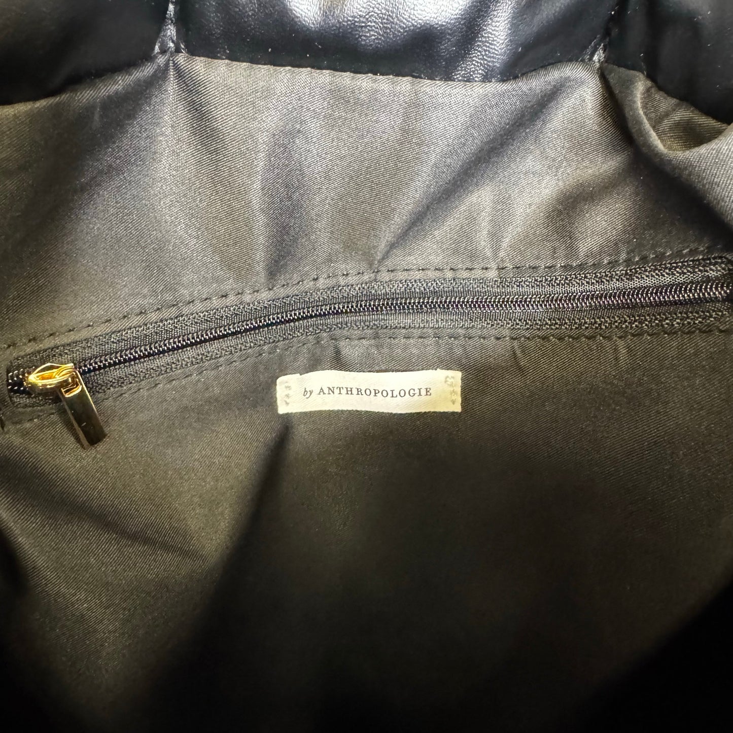 Anthropologie Black Puffy Quilted Fold Over Edison Shoulder Bag