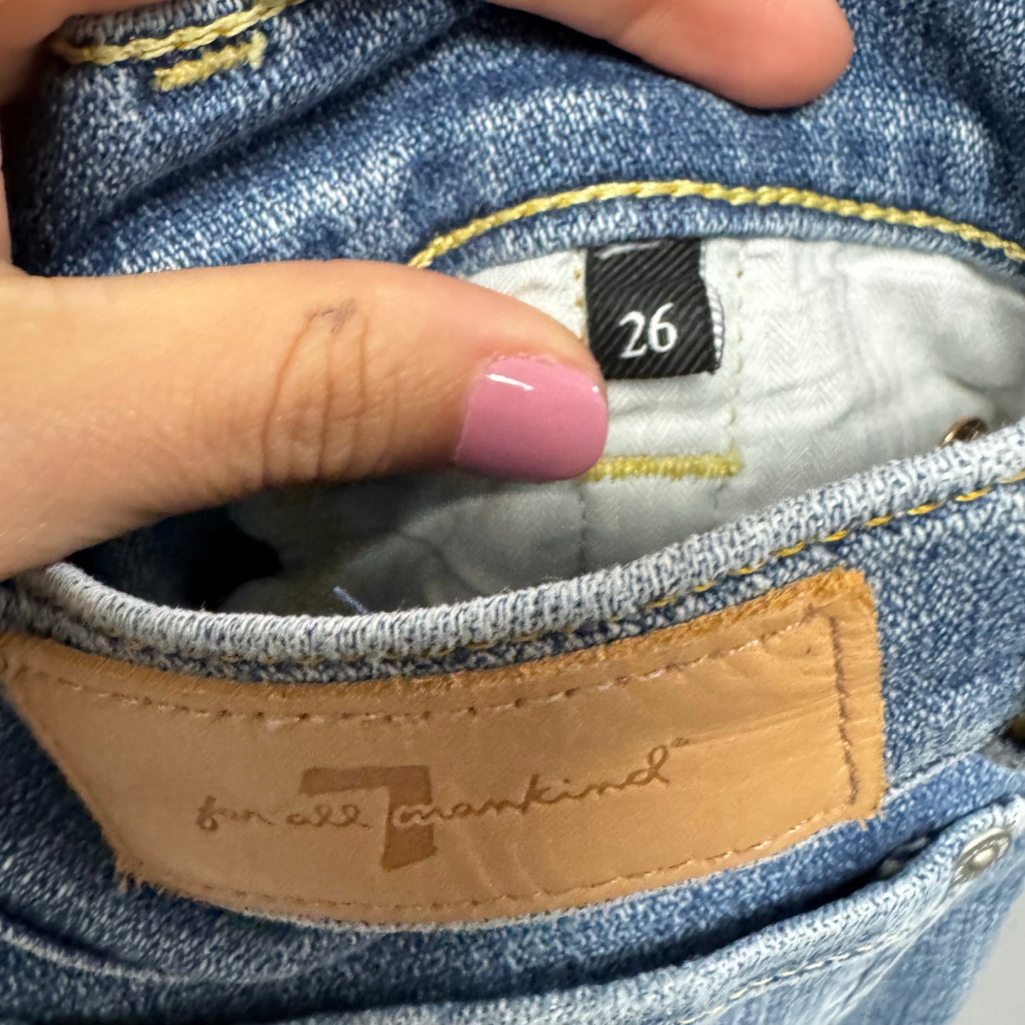 7 For All Mankind Dark Wash High Rise Button Up Straight Denim Jeans Womens 26