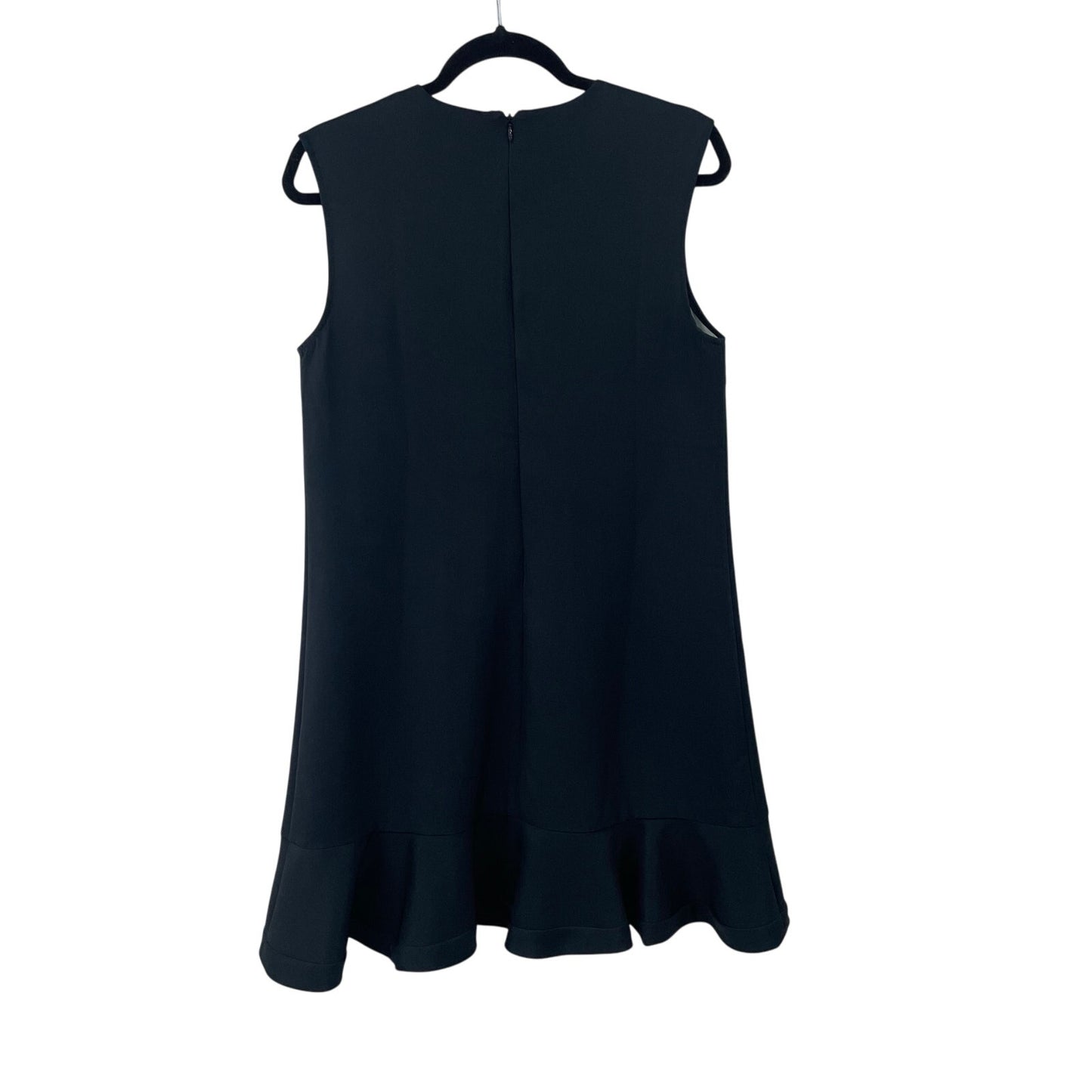 Victoria Beckham Black Calla Lily Shift Dress Floral Ruffle Hem Womens Medium