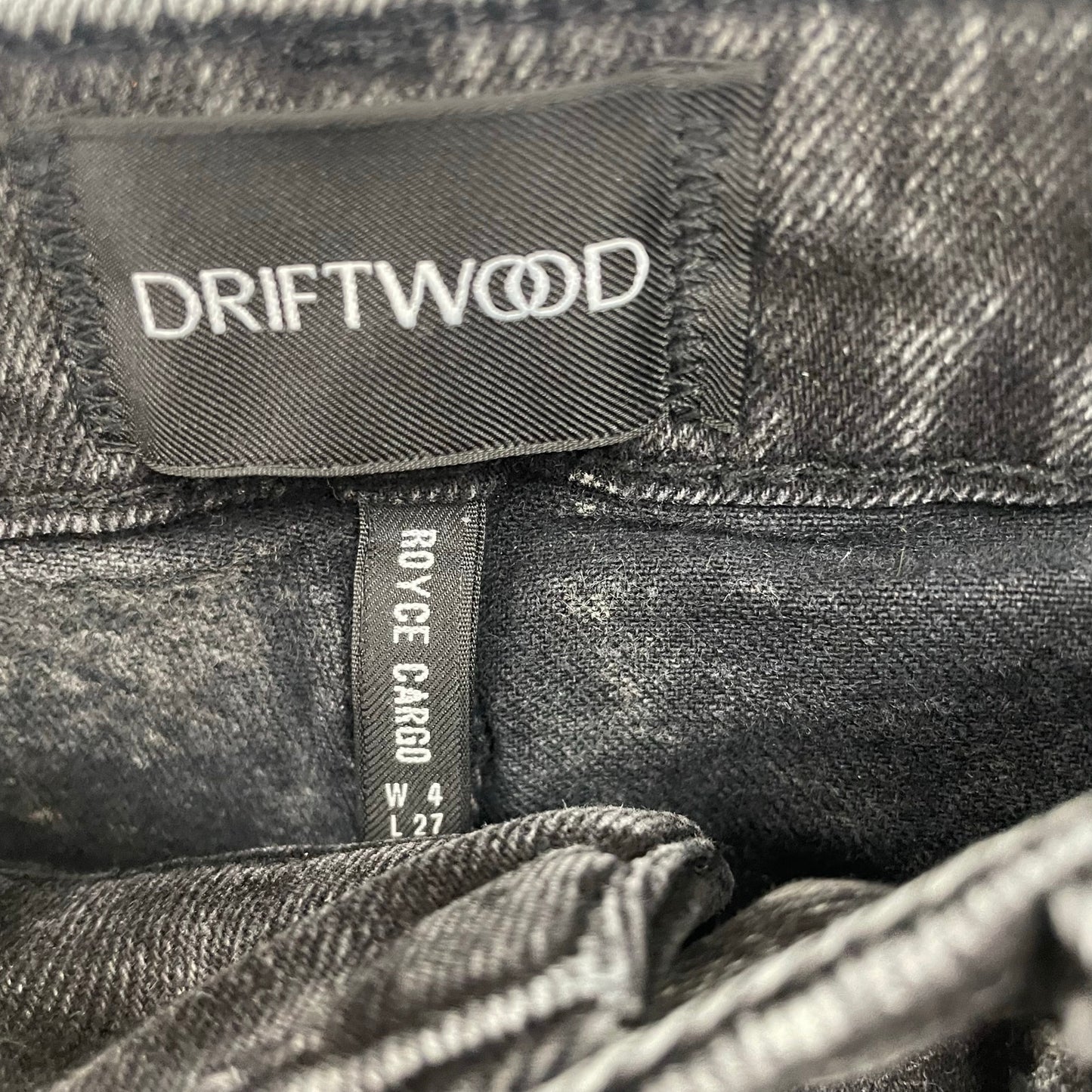 Driftwood Royce Cargo Straight Leg Jean Acid Black Denim Womens Size 4