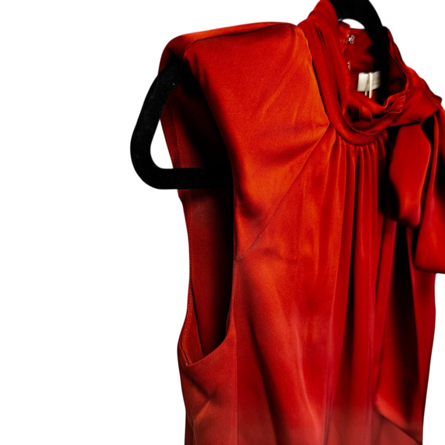 NWT Ramy Brook in Clay Red Sleeveless Mock Tie Neck Aviva Top Womens X-Small