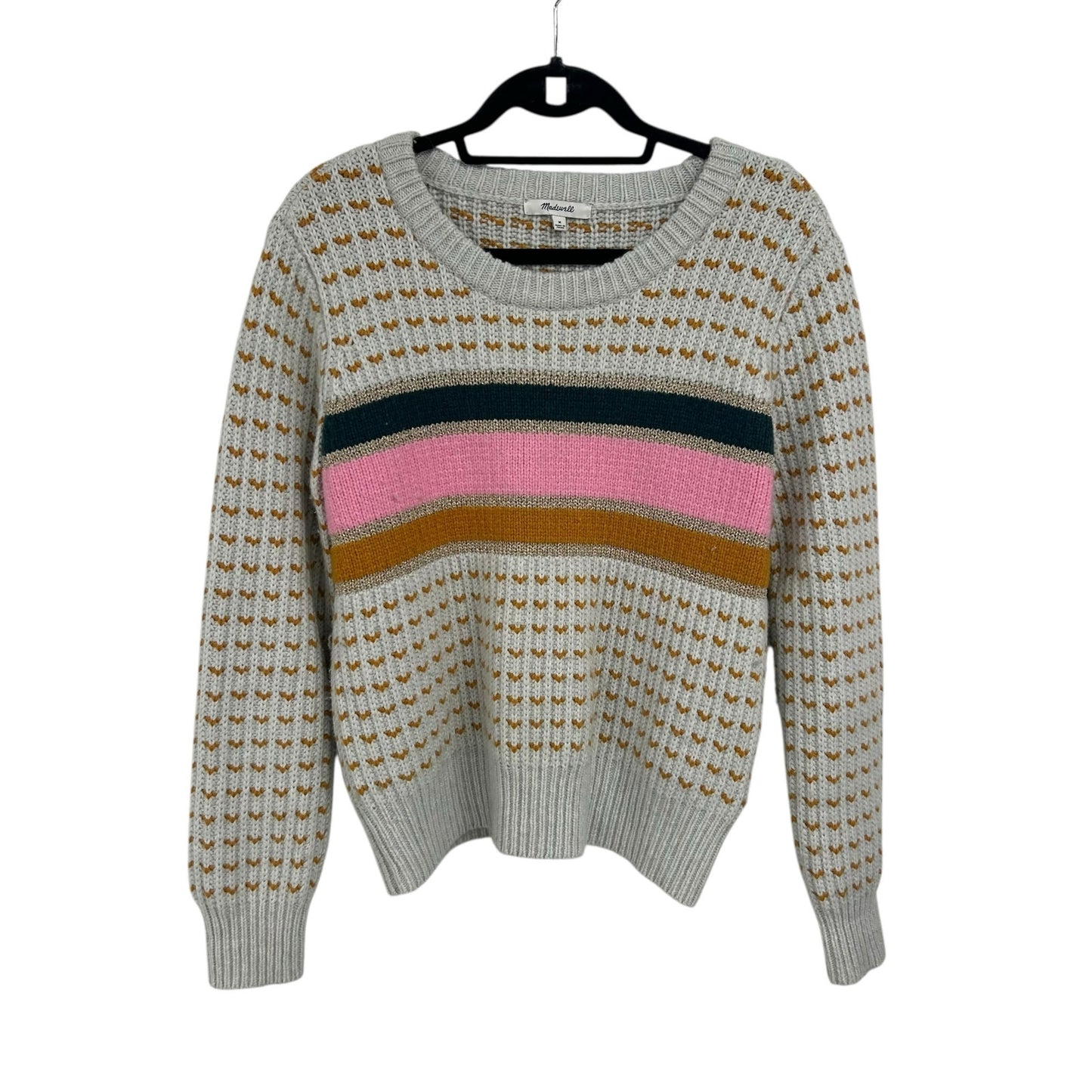 Madewell Heather Blizzard Striped Barfield Crop Fit Sweater Womens Medium