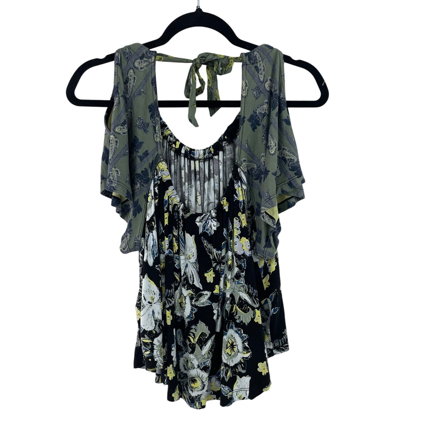 Free People Cold Shoulder Scoop Neck Floral Print Top Womens Small