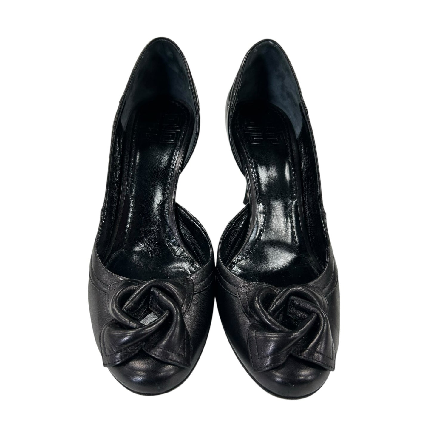 Vintage Givenchy Black Leather Flower Closed Toe Womens 36.5 / US 6.5 AS IS