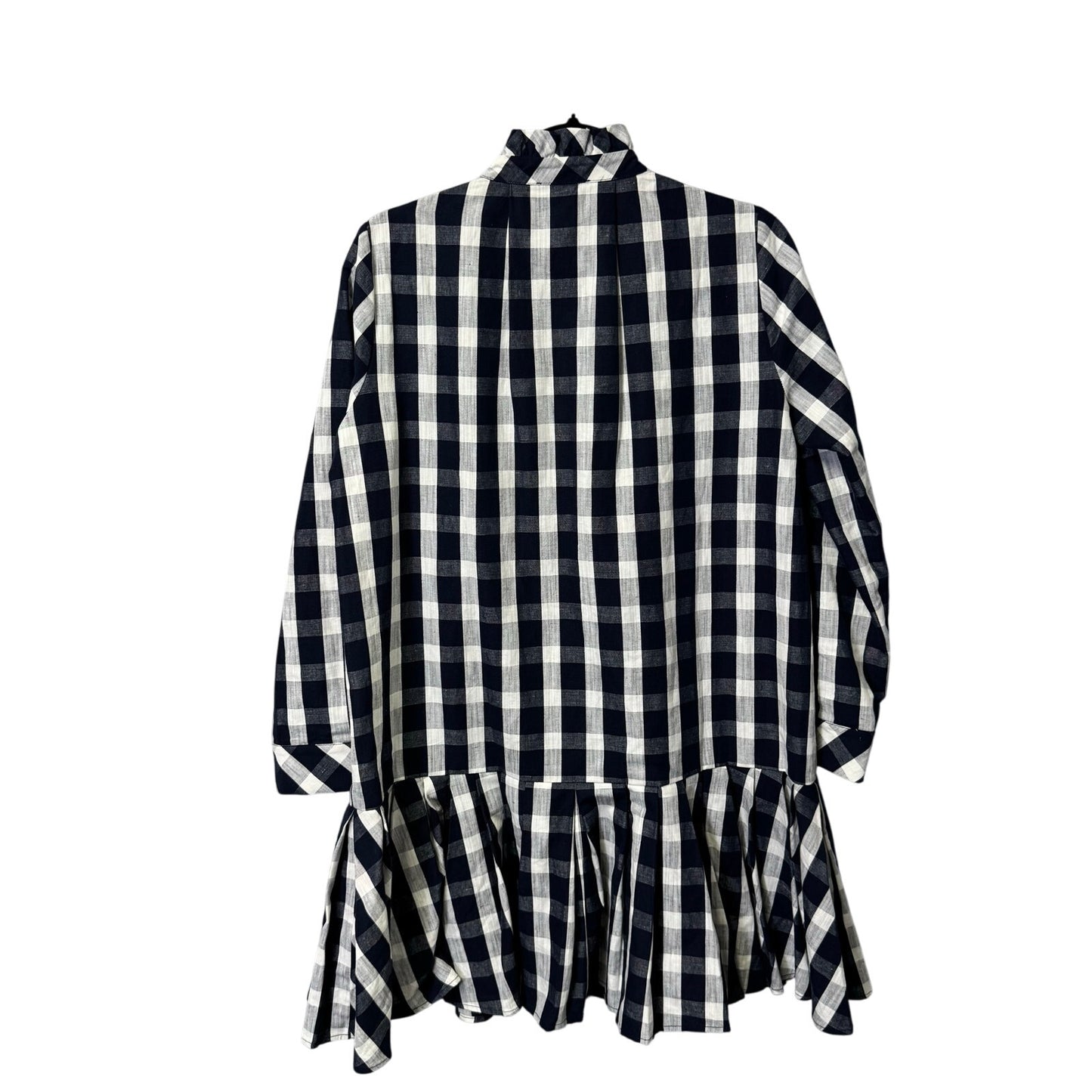 Tuckernuck Navy White Gingham Long Sleeve Linen Blend Tate Dress Womens Small