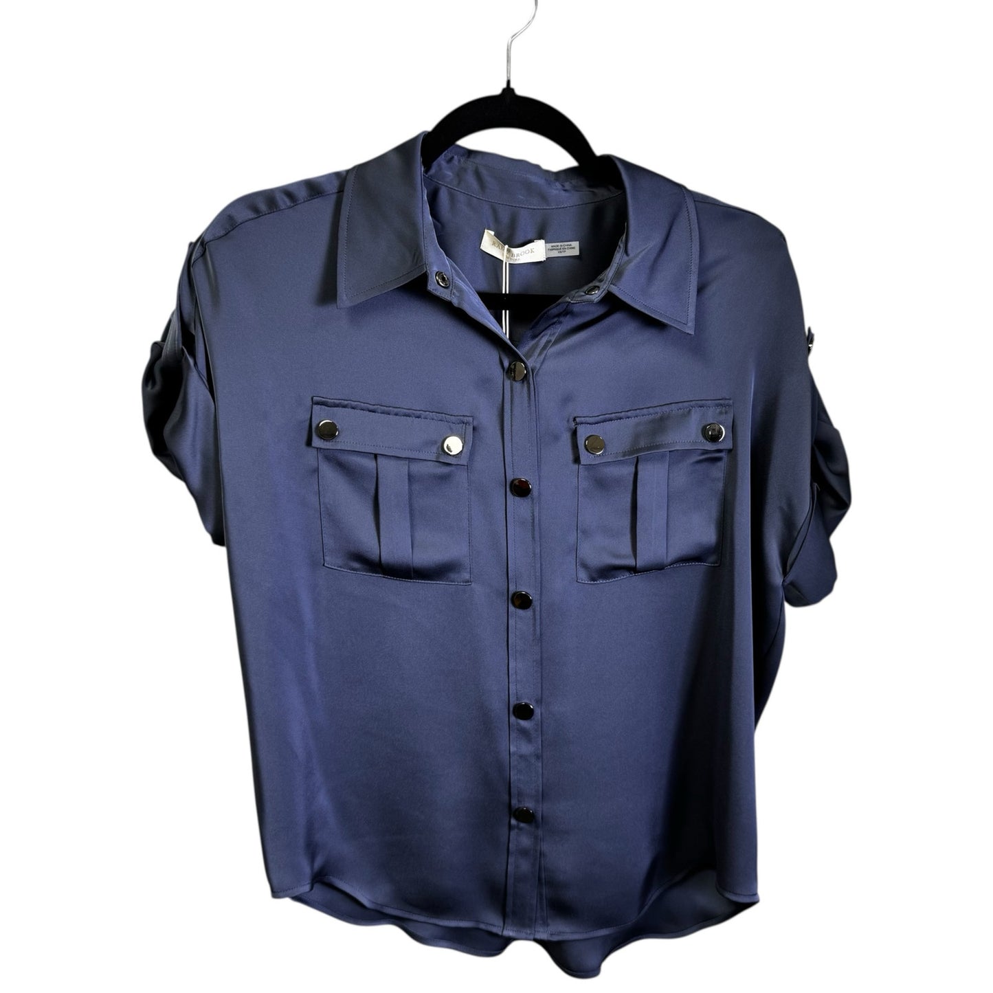 NWT Ramy Brook Slate Blue Short Sleeve Button Down Sawyer Top Womens X-Small