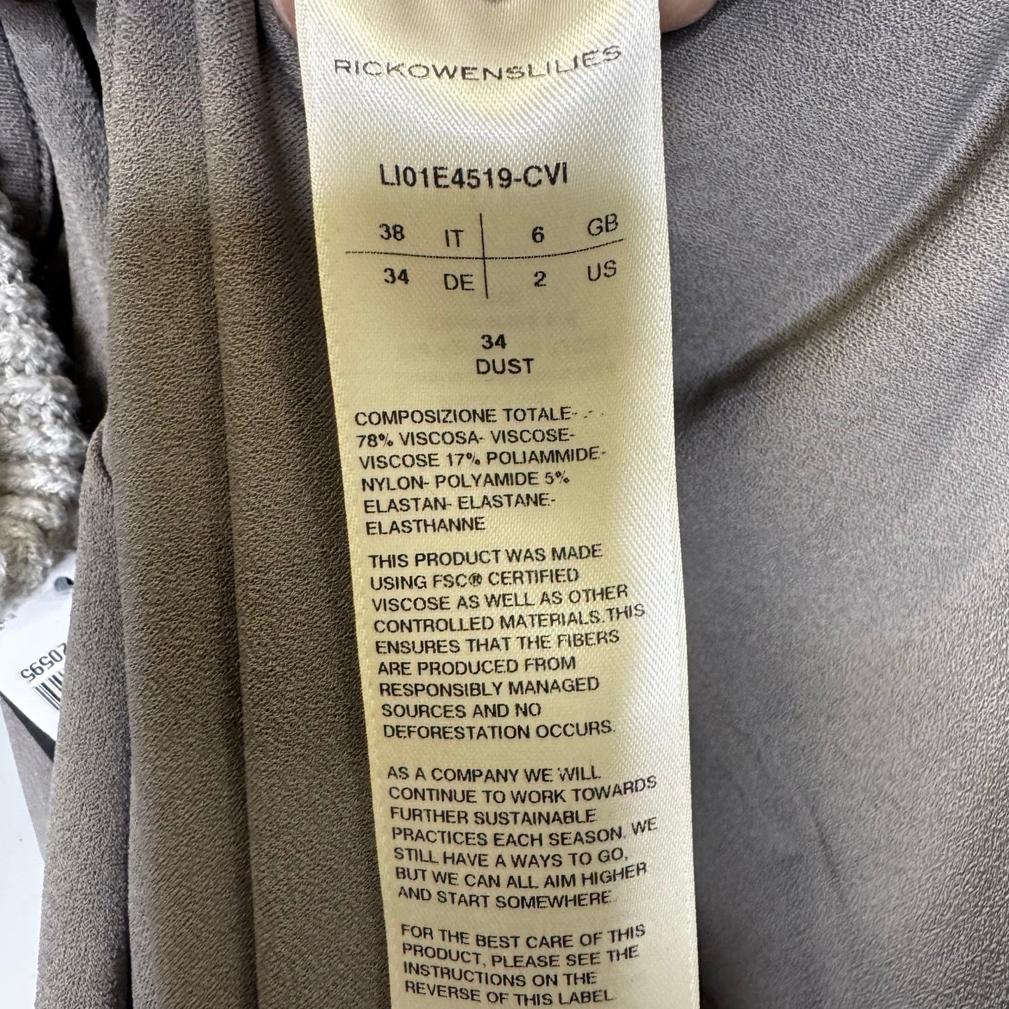 Rick Owens Dark Shadow Sleeveless Cowl Neck Hugging Hem Maxi Dress Womens 2