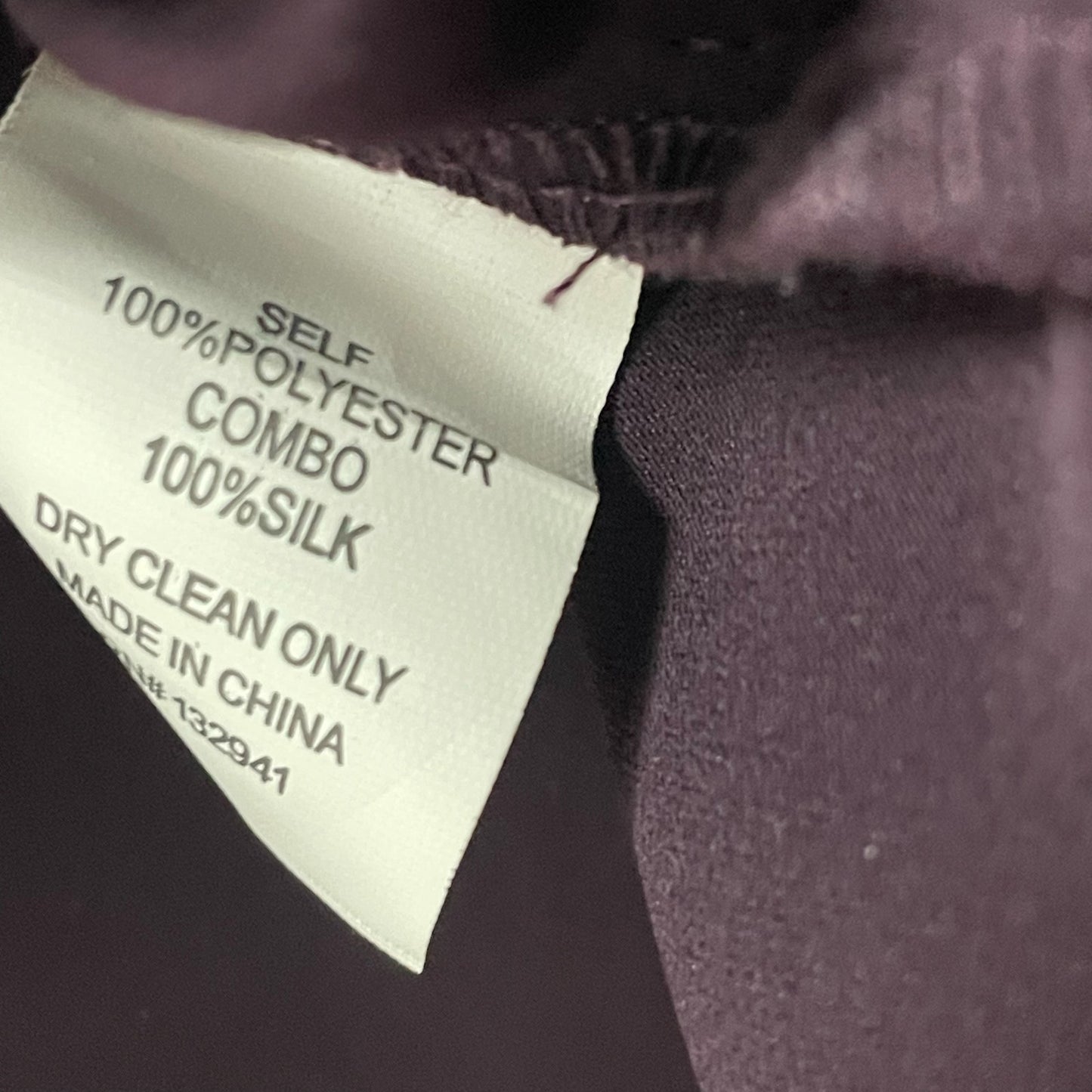 Amanda Uprichard Silk Sheer Sleeve Dark Purple Blouse Womens Size Small
