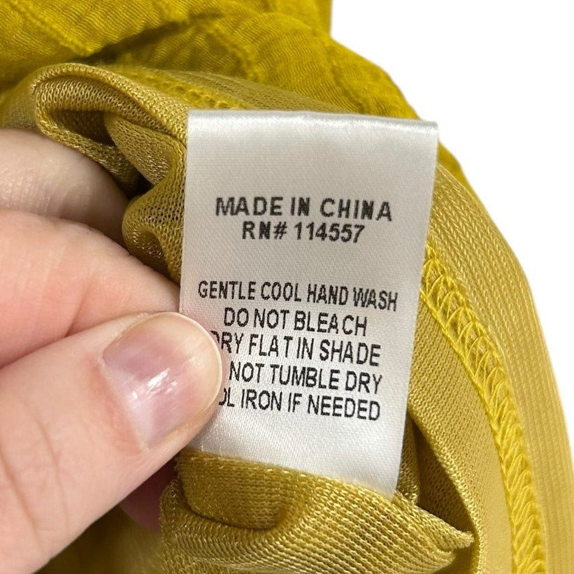 THML Mustard Yellow Sleeveless Stripe Ruffle Tank Top Womens Small