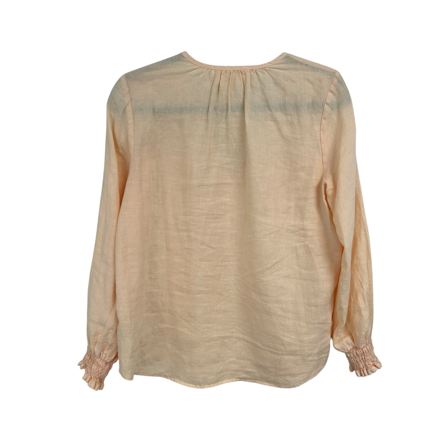 Cloth & Stone 100% Linen Peach Long Sleeve Tie Front Peasant Top Womens Small