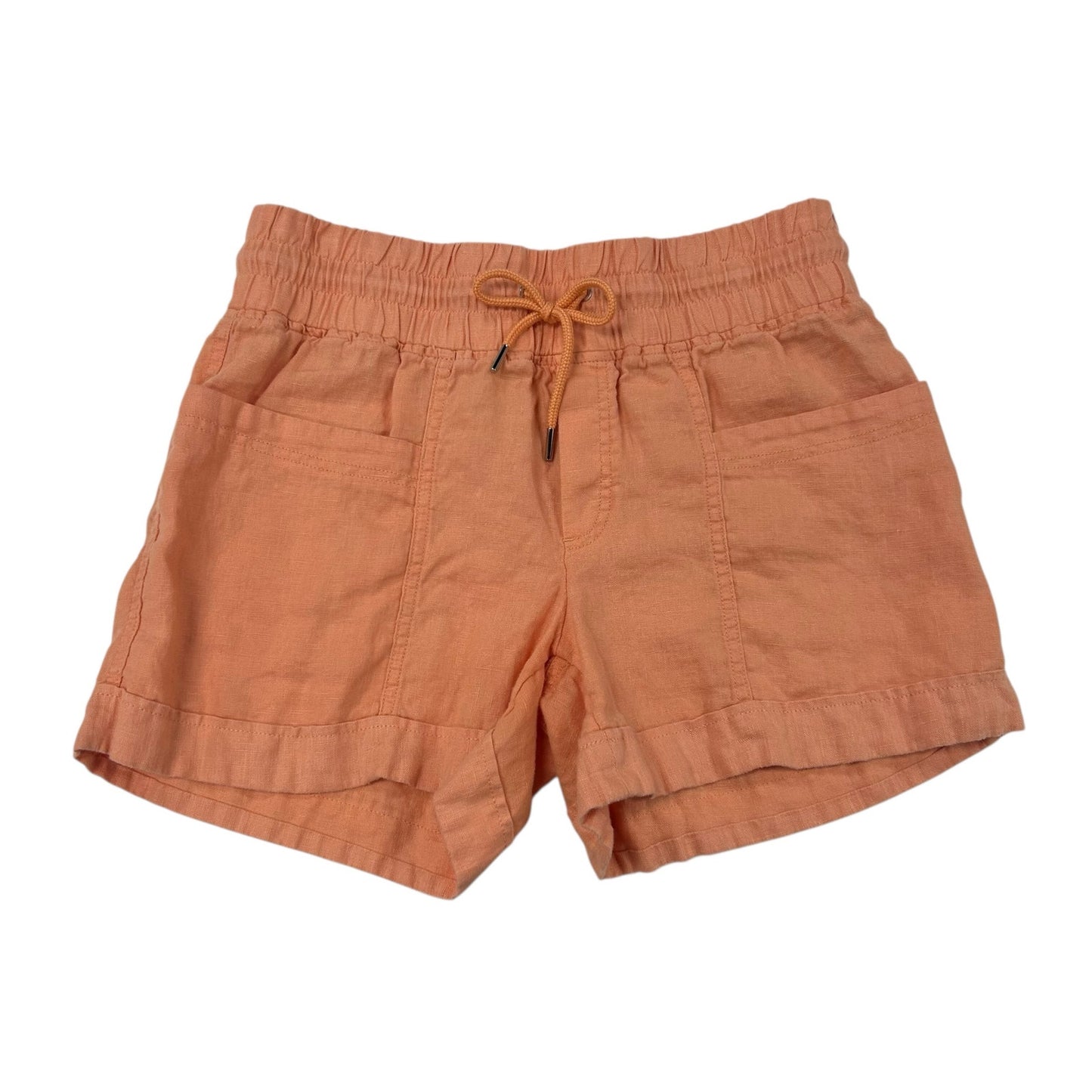Athleta Light Orange Elastic Waist Drawstring Cabo Linen 4” Short Womens Size 6