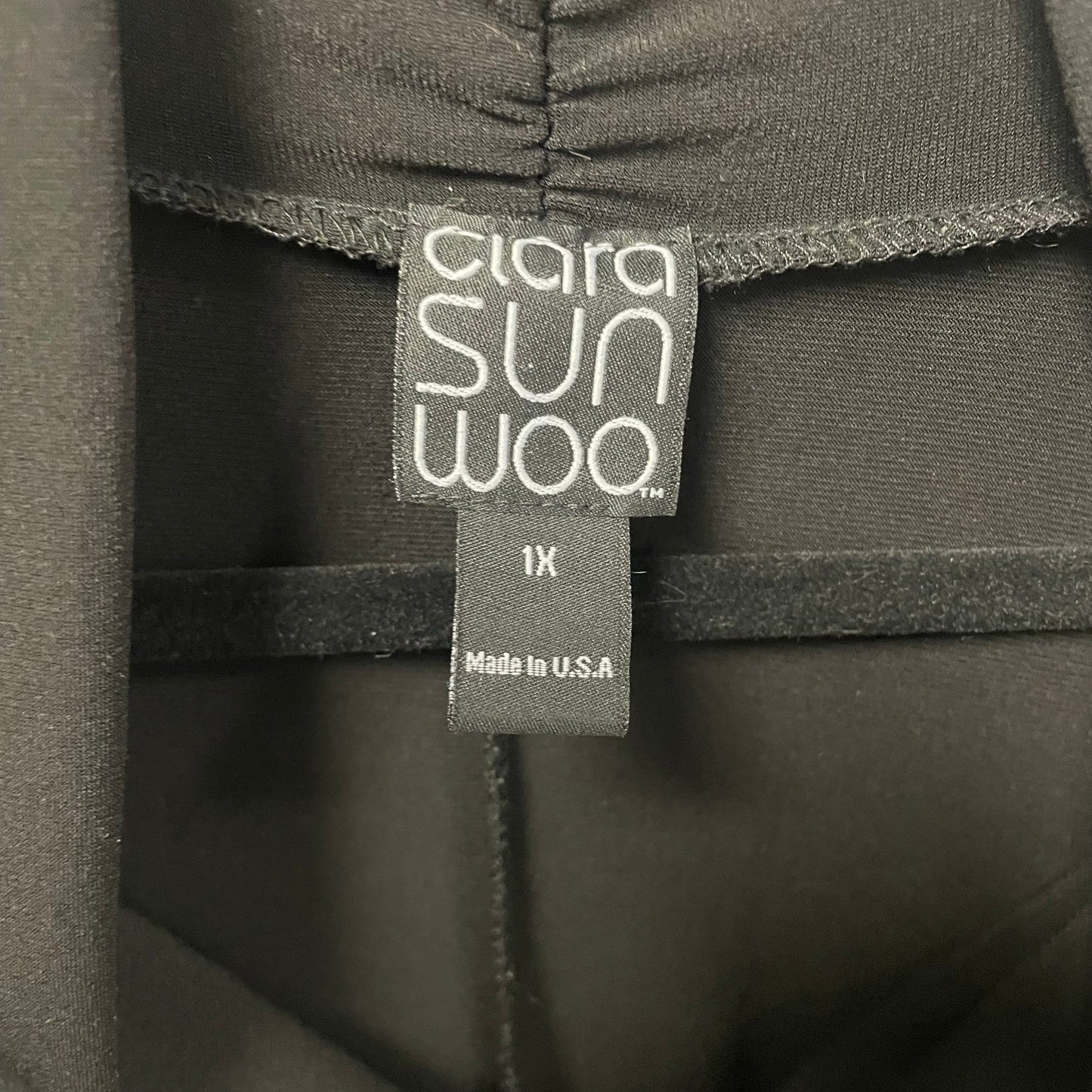 Clara Sun Woo 3/4 Ruched Sleeve Spandex Blend Black Dress Womens Plus Size 1X