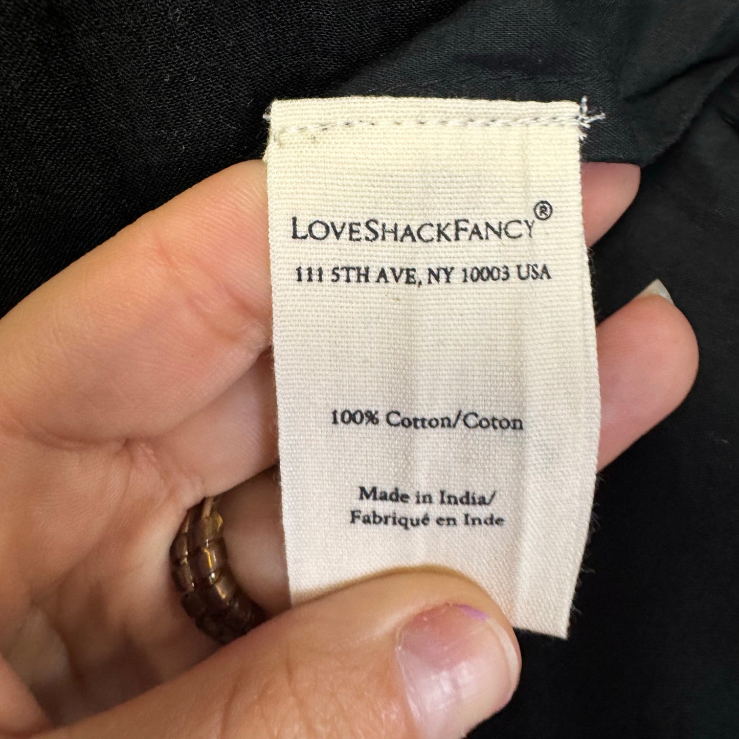 LoveShackFancy Short Sleeve Ruffle Mini Natasha Dress Black Combo Floral Size XS