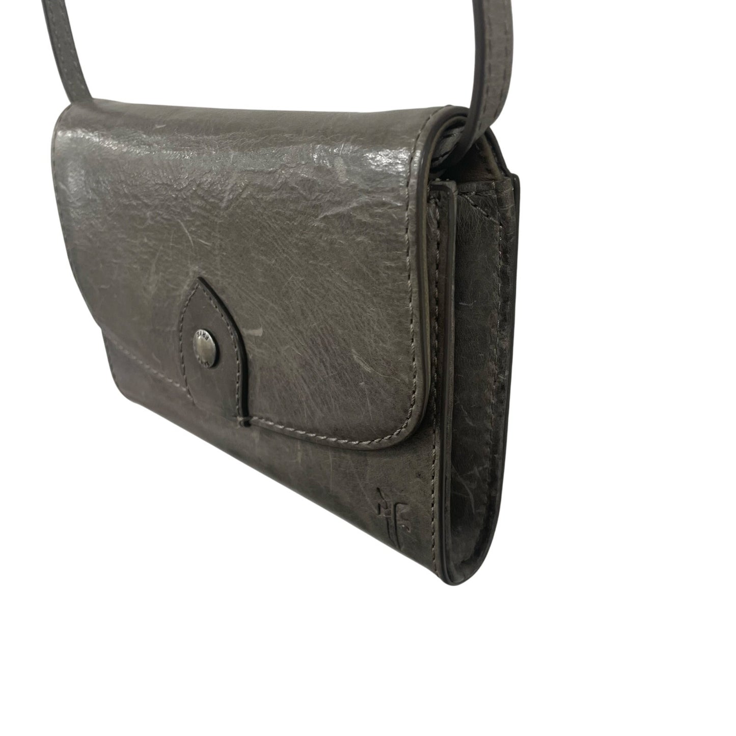 Frye Gray Leather Melissa Crossbody Wallet Handbag