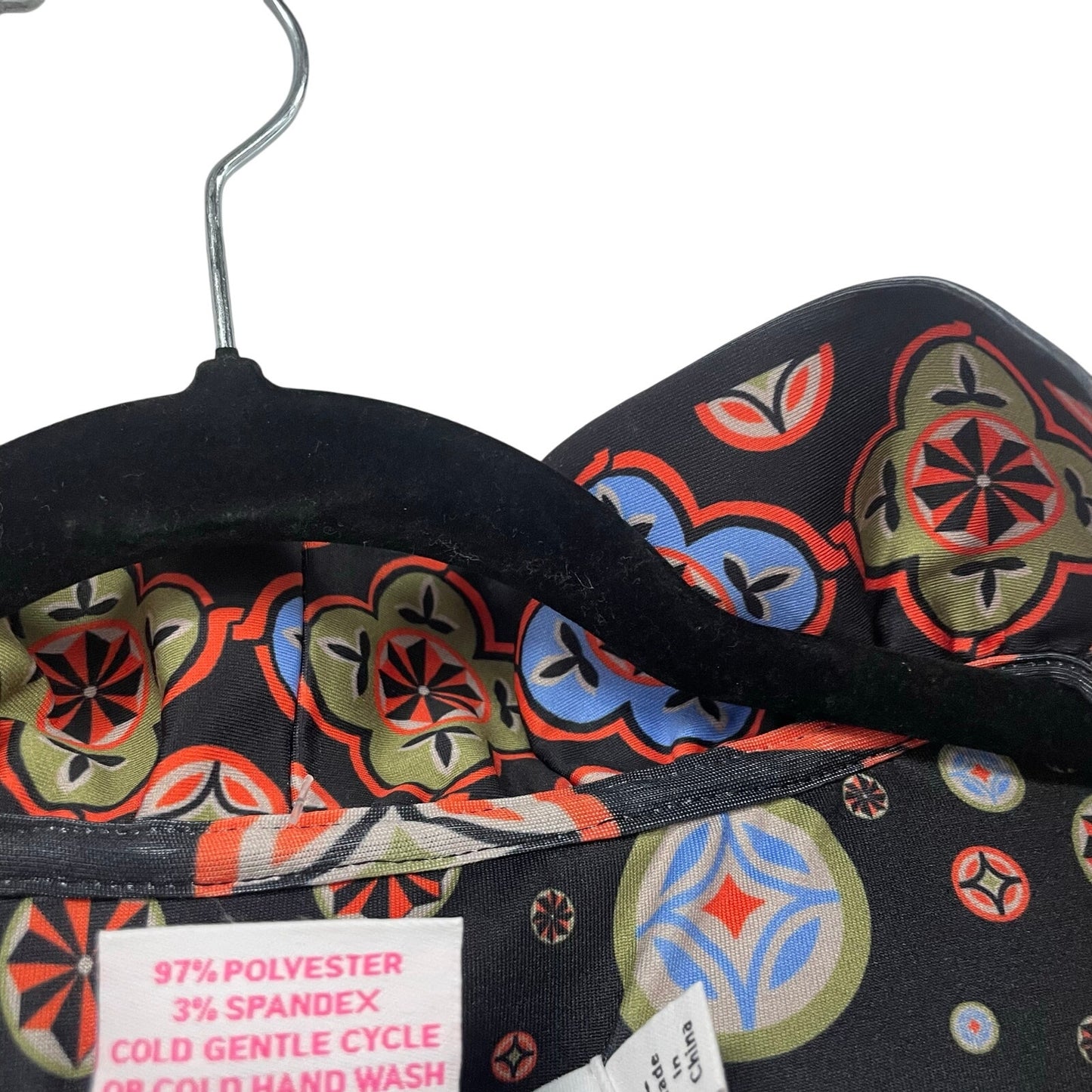 Gretchen Scott Jersey Ruffneck Dress Sundial Black Multicolor Womens Large
