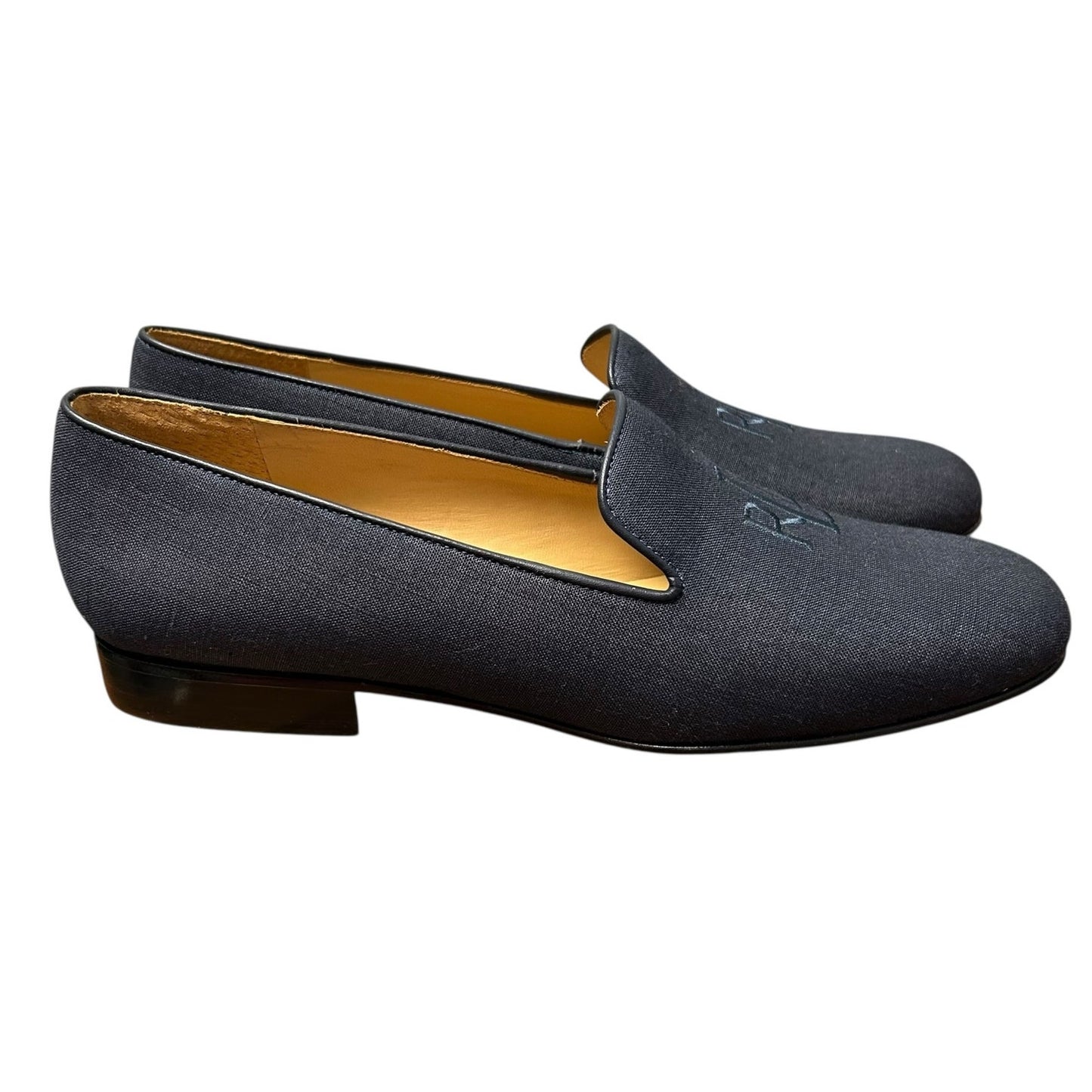 Lauren Ralph Lauren Blue Logo Embroidered Slip On Heeled Loafer Womens 9