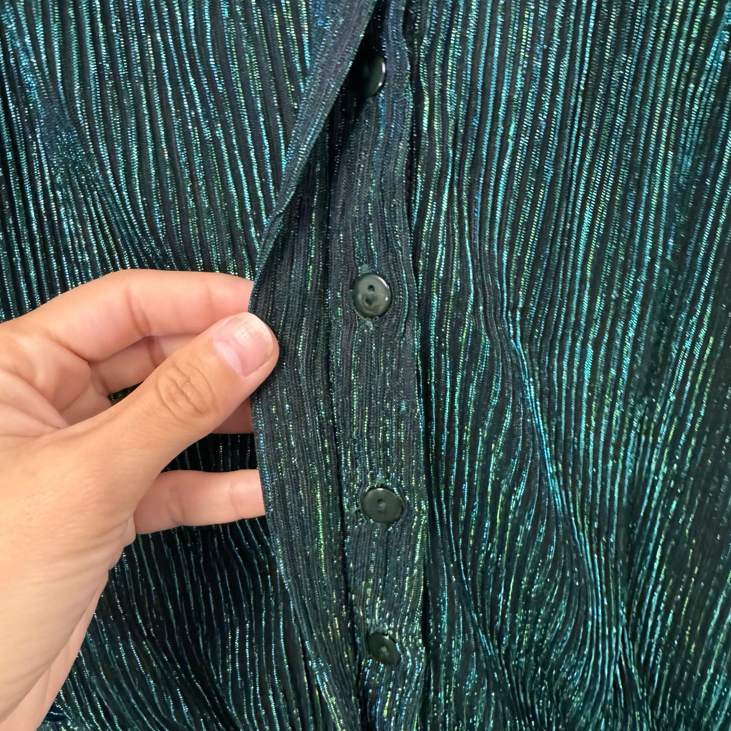 NWT Olivaceous Green Balloon Sleeve Button Up Layered Mini Dress Womens Large