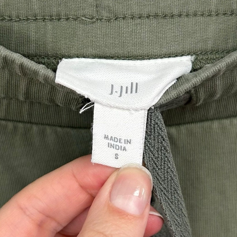 J. Jill Green Embroidered Drawstring Cotton Blend Ankle Pants Womens Small