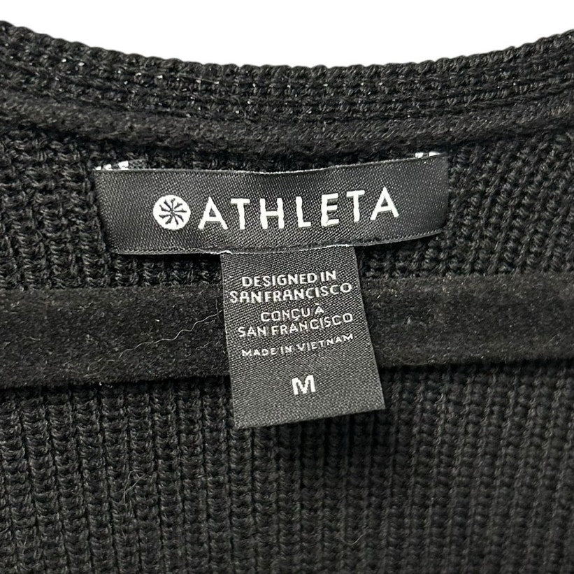 NWT Athleta Black Thermolite Hanover V-Neck Pullover Sweater Womens Size Medium