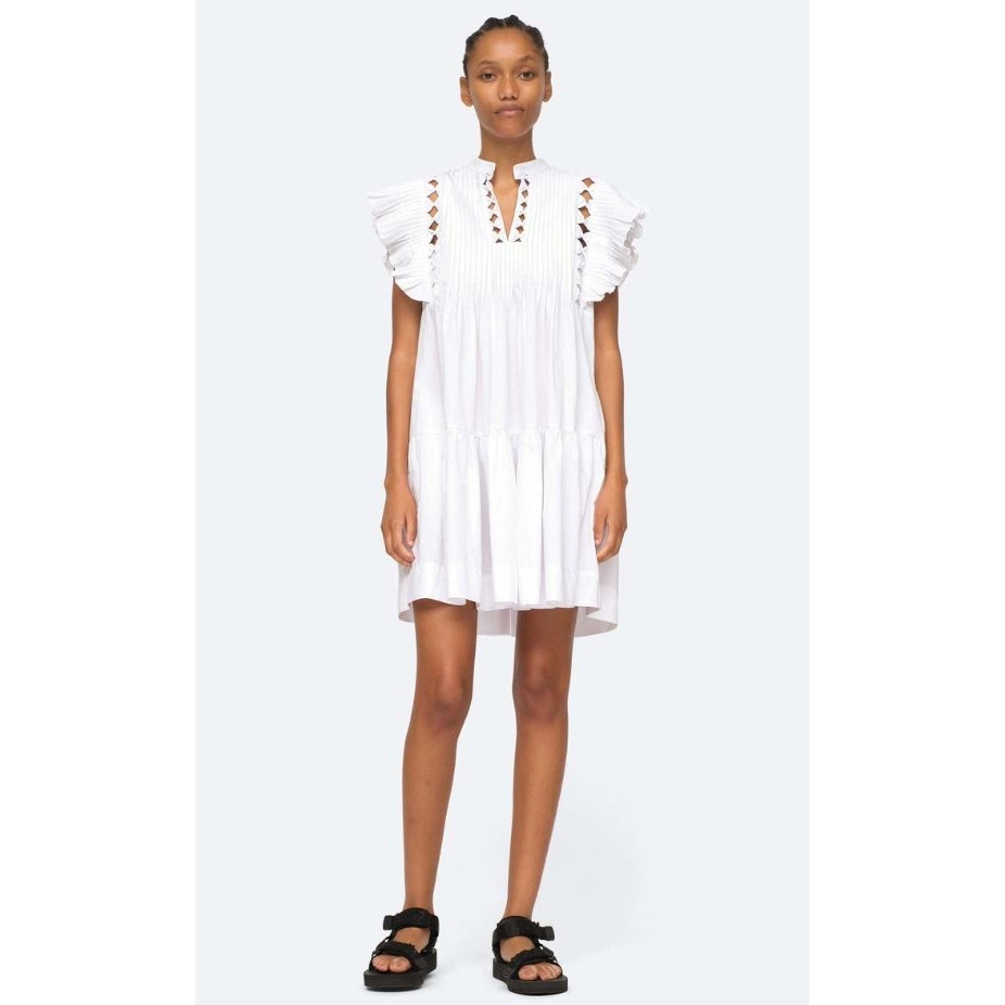 NWT SEA New York White Flutter Sleeve Phoebe Tunic Mini Dress Womens X-Small