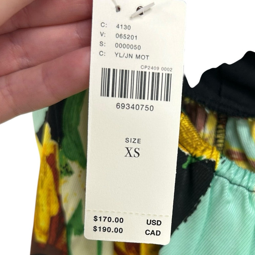 NWT Maeve by Anthropologie Yellow Black Sunflower Print Strapless Dress XS