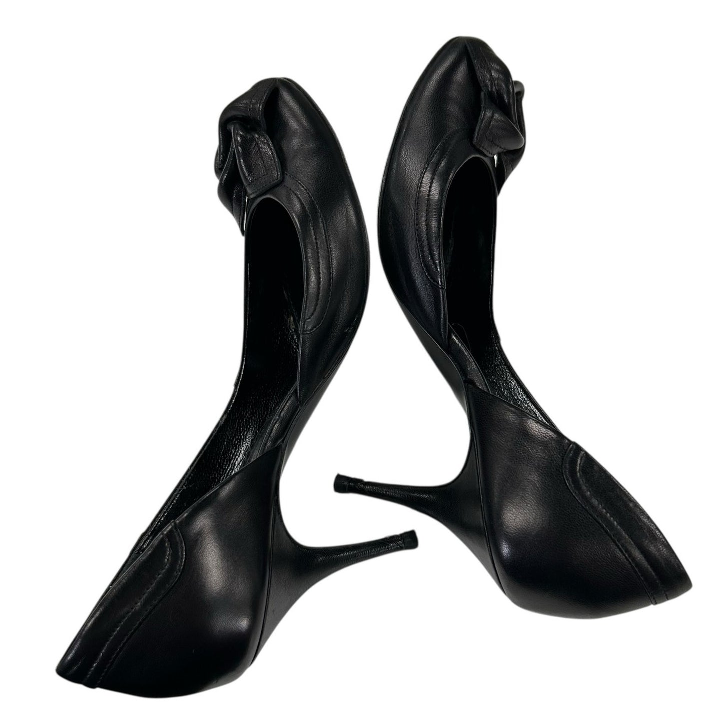 Vintage Givenchy Black Leather Flower Closed Toe Womens 36.5 / US 6.5 AS IS